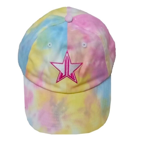 (LGSF) NEW Jeffree Star Cosmetics Pink Blue Yellow Tie-dye Logo Baseball Cap - Picture 1 of 4